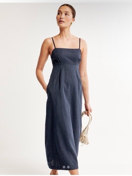 Abercrombie & Fitch Dresses & Skirts - Abercrombie & Fitch Linen Midi Dress Navy Blue Size S